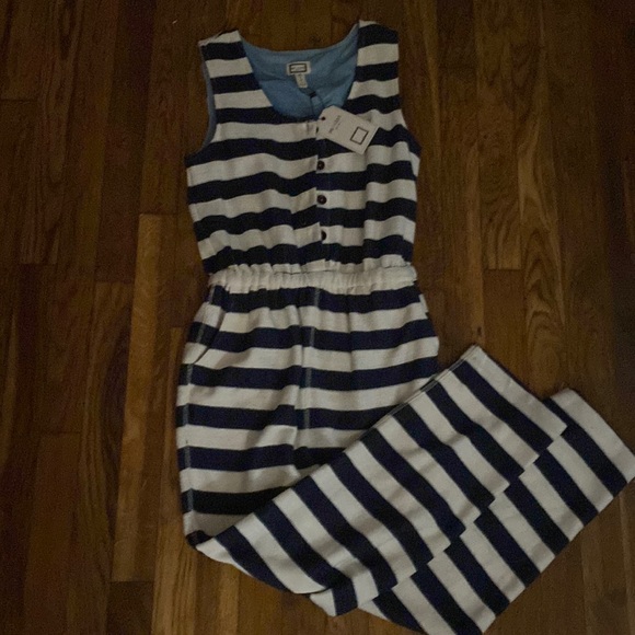 Navy & Cream Stripe Jumpsuit - Picture 6 of 10